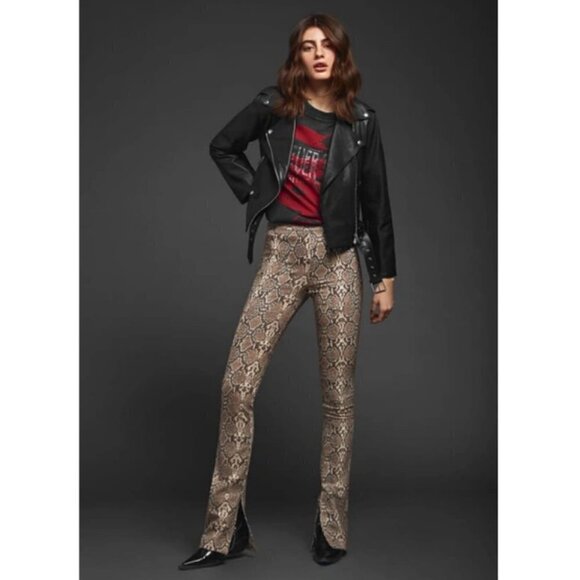 💕ANINE BING💕 Cigarette Python Trousers ~ Split Cuff Snakeskin Print XS NWT - Picture 8 of 16
